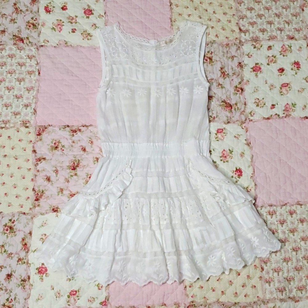 Loveshackfancy sleeveless mini ruffle dress XS